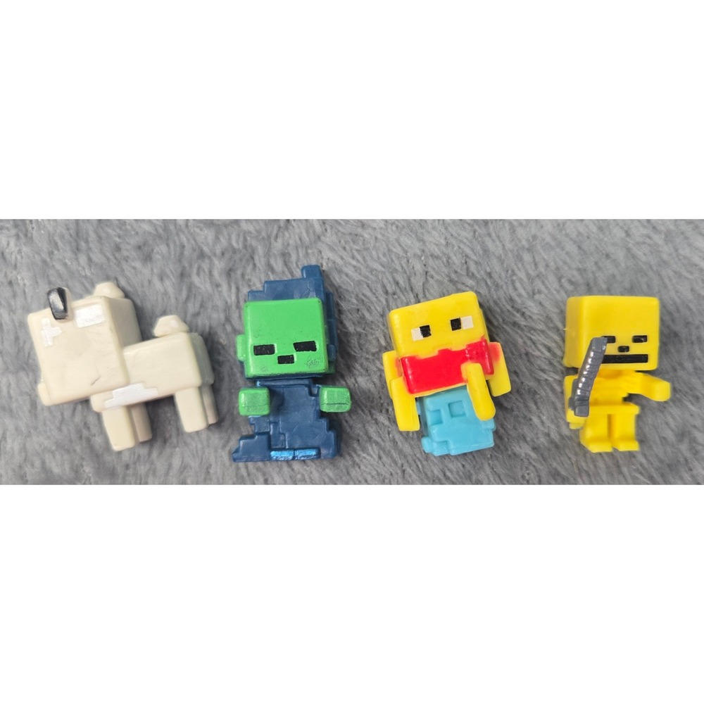 Minecraft Mini Figures Lot of 4 Cow Zombie Skeleton Yellow Character Mattel